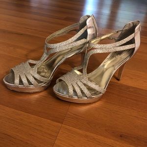 Silver strappy prom heels